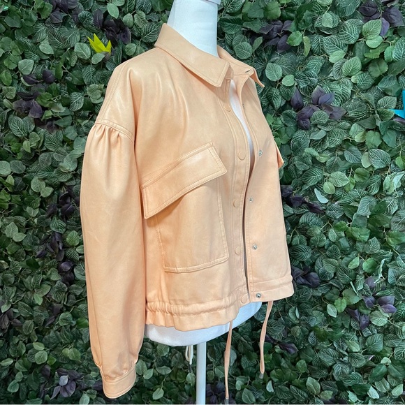 7 For All Mankind Jacket- Women’s Soft Faux Leather Jacket Peach color size S, M - Picture 8 of 11
